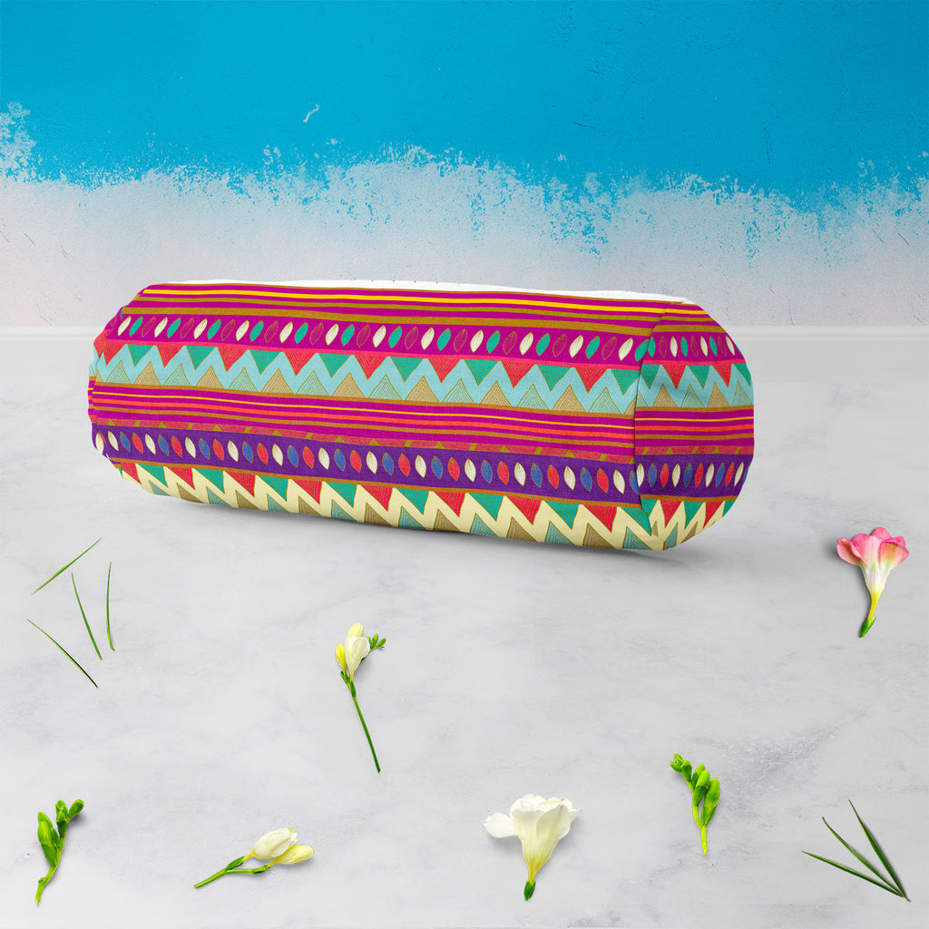 Tribal Art D2 Bolster Cover Booster Cases | Concealed Zipper Opening-Bolster Covers-BOL_CV_ZP-IC 5007385 IC 5007385, Abstract Expressionism, Abstracts, Ancient, Black and White, Culture, Decorative, Drawing, Ethnic, Fantasy, Fashion, Folk Art, Geometric, Geometric Abstraction, Historical, Medieval, Mexican, Nature, Patterns, Scenic, Semi Abstract, Signs, Signs and Symbols, Traditional, Tribal, Vintage, White, World Culture, art, d2, bolster, cover, booster, cases, concealed, zipper, opening, abstract, abstr