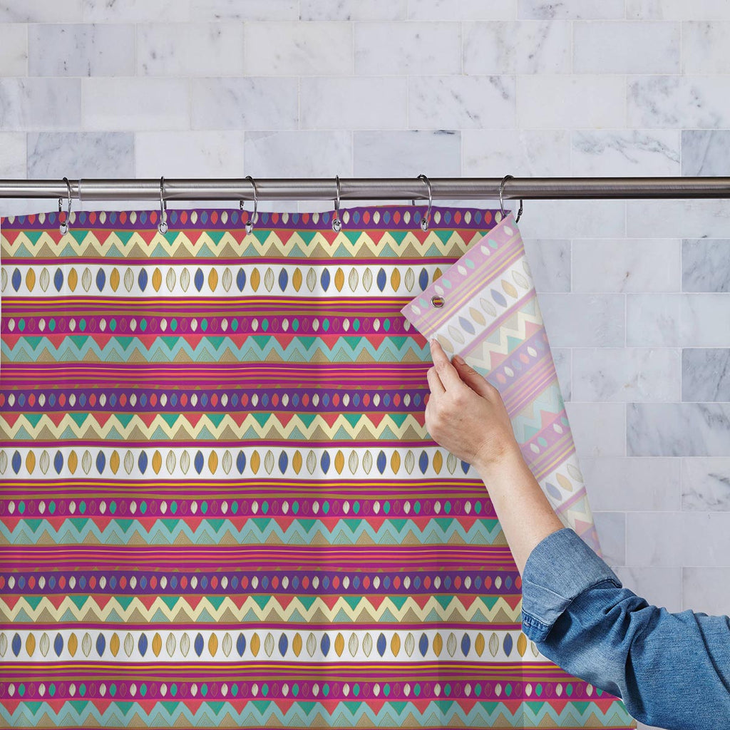 Tribal Art Washable Waterproof Shower Curtain-Shower Curtains-CUR_SH-IC 5007385 IC 5007385, Abstract Expressionism, Abstracts, Ancient, Black and White, Culture, Decorative, Drawing, Ethnic, Fantasy, Fashion, Folk Art, Geometric, Geometric Abstraction, Historical, Medieval, Mexican, Nature, Patterns, Scenic, Semi Abstract, Signs, Signs and Symbols, Traditional, Tribal, Vintage, White, World Culture, art, washable, waterproof, shower, curtain, abstract, abstraction, artistic, backdrop, background, blue, bord