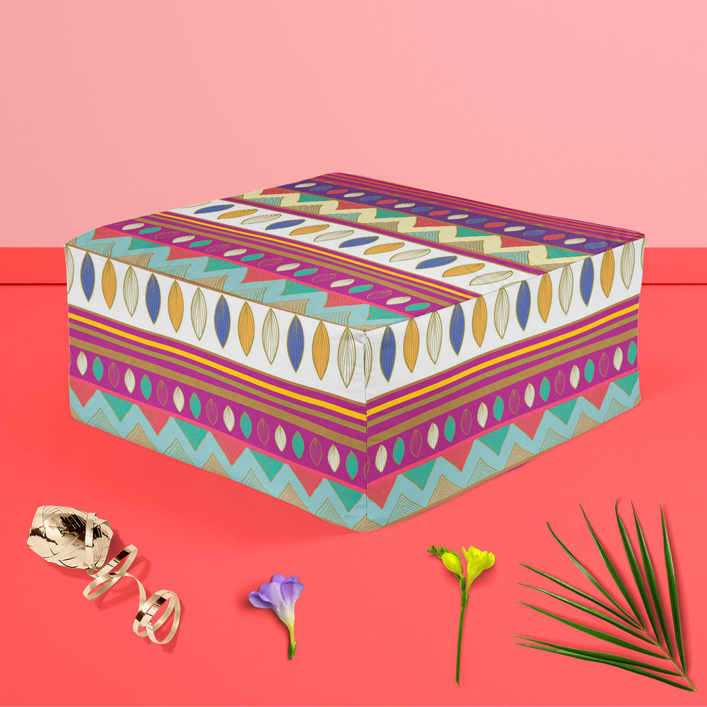 Tribal Art D2 Footstool Footrest Puffy Pouffe Ottoman Bean Bag | Canvas Fabric-Footstools-FST_CB_BN-IC 5007385 IC 5007385, Abstract Expressionism, Abstracts, Ancient, Black and White, Culture, Decorative, Drawing, Ethnic, Fantasy, Fashion, Folk Art, Geometric, Geometric Abstraction, Historical, Medieval, Mexican, Nature, Patterns, Scenic, Semi Abstract, Signs, Signs and Symbols, Traditional, Tribal, Vintage, White, World Culture, art, d2, footstool, footrest, puffy, pouffe, ottoman, bean, bag, canvas, fabri