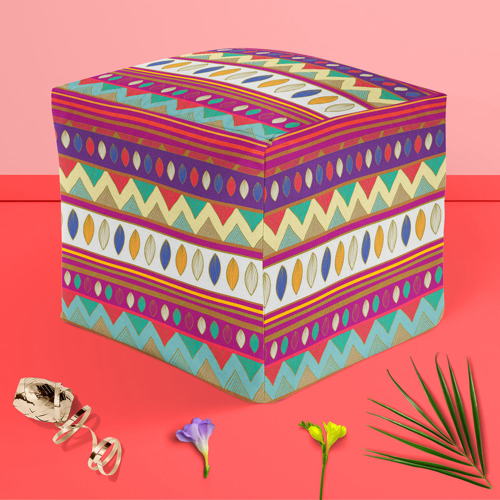 Tribal Art D2 Footstool Footrest Puffy Pouffe Ottoman Bean Bag | Canvas Fabric-Footstools-FST_CB_BN-IC 5007385 IC 5007385, Abstract Expressionism, Abstracts, Ancient, Black and White, Culture, Decorative, Drawing, Ethnic, Fantasy, Fashion, Folk Art, Geometric, Geometric Abstraction, Historical, Medieval, Mexican, Nature, Patterns, Scenic, Semi Abstract, Signs, Signs and Symbols, Traditional, Tribal, Vintage, White, World Culture, art, d2, footstool, footrest, puffy, pouffe, ottoman, bean, bag, canvas, fabri