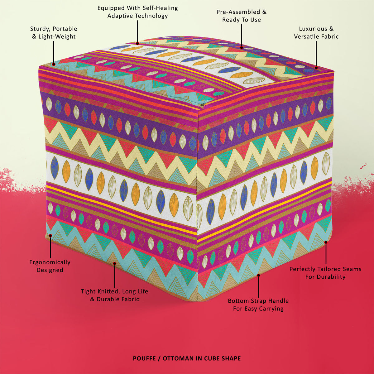 Tribal Art D2 Footstool Footrest Puffy Pouffe Ottoman Bean Bag | Canvas ...