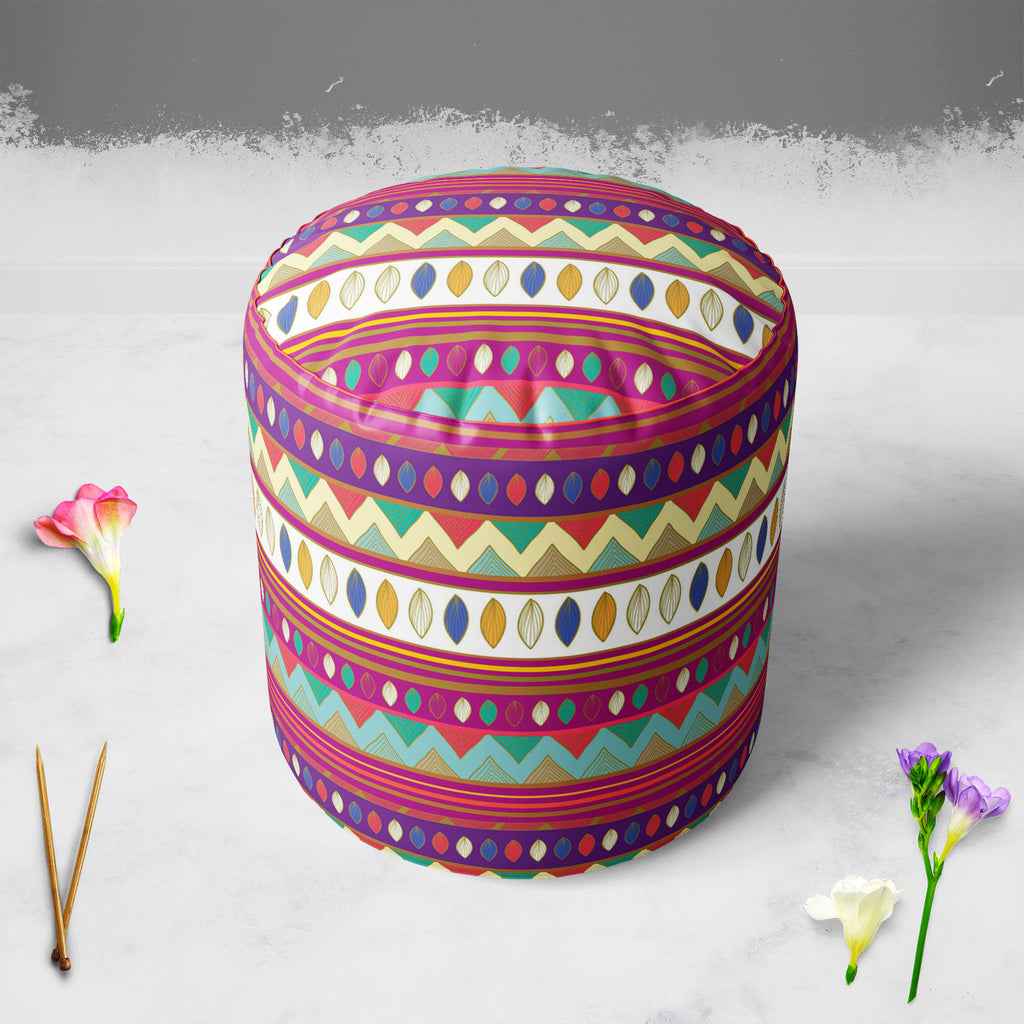 Tribal Art D2 Footstool Footrest Puffy Pouffe Ottoman Bean Bag | Canvas Fabric-Footstools-FST_CB_BN-IC 5007385 IC 5007385, Abstract Expressionism, Abstracts, Ancient, Black and White, Culture, Decorative, Drawing, Ethnic, Fantasy, Fashion, Folk Art, Geometric, Geometric Abstraction, Historical, Medieval, Mexican, Nature, Patterns, Scenic, Semi Abstract, Signs, Signs and Symbols, Traditional, Tribal, Vintage, White, World Culture, art, d2, footstool, footrest, puffy, pouffe, ottoman, bean, bag, canvas, fabri