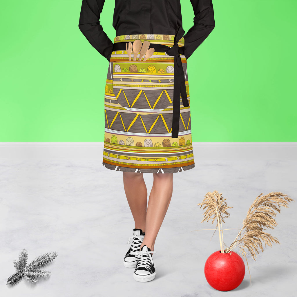 Tribal Art D3 Apron | Adjustable, Free Size & Waist Tiebacks-Apron Waist to Knee-APR_WS_KN-IC 5007386 IC 5007386, Abstract Expressionism, Abstracts, Ancient, Culture, Decorative, Drawing, Ethnic, Fantasy, Fashion, Folk Art, Geometric, Geometric Abstraction, Historical, Medieval, Mexican, Patterns, Semi Abstract, Signs, Signs and Symbols, Stripes, Traditional, Triangles, Tribal, Vintage, World Culture, art, d3, apron, adjustable, free, size, waist, tiebacks, abstract, abstraction, artistic, backdrop, backgro