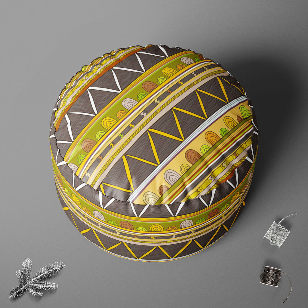 Tribal Art D3 Footstool Footrest Puffy Pouffe Ottoman Bean Bag | Canvas Fabric-Footstools-FST_CB_BN-IC 5007386 IC 5007386, Abstract Expressionism, Abstracts, Ancient, Culture, Decorative, Drawing, Ethnic, Fantasy, Fashion, Folk Art, Geometric, Geometric Abstraction, Historical, Medieval, Mexican, Patterns, Semi Abstract, Signs, Signs and Symbols, Stripes, Traditional, Triangles, Tribal, Vintage, World Culture, art, d3, footstool, footrest, puffy, pouffe, ottoman, bean, bag, canvas, fabric, abstract, abstrac