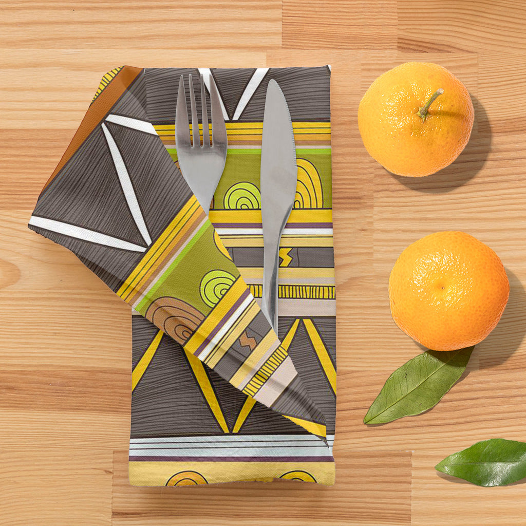 Tribal Art D3 Table Napkin-Table Napkins-NAP_TB-IC 5007386 IC 5007386, Abstract Expressionism, Abstracts, Ancient, Culture, Decorative, Drawing, Ethnic, Fantasy, Fashion, Folk Art, Geometric, Geometric Abstraction, Historical, Medieval, Mexican, Patterns, Semi Abstract, Signs, Signs and Symbols, Stripes, Traditional, Triangles, Tribal, Vintage, World Culture, art, d3, table, napkin, abstract, abstraction, artistic, backdrop, background, border, bright, brown, creative, decor, decoration, design, element, fa