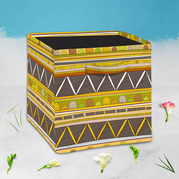 Tribal Art D3 Foldable Open Storage Bin | Organizer Box, Toy Basket, Shelf Box, Laundry Bag | Canvas Fabric-Storage Bins-STR_BI_CB-IC 5007386 IC 5007386, Abstract Expressionism, Abstracts, Ancient, Culture, Decorative, Drawing, Ethnic, Fantasy, Fashion, Folk Art, Geometric, Geometric Abstraction, Historical, Medieval, Mexican, Patterns, Semi Abstract, Signs, Signs and Symbols, Stripes, Traditional, Triangles, Tribal, Vintage, World Culture, art, d3, foldable, open, storage, bin, organizer, box, toy, basket,