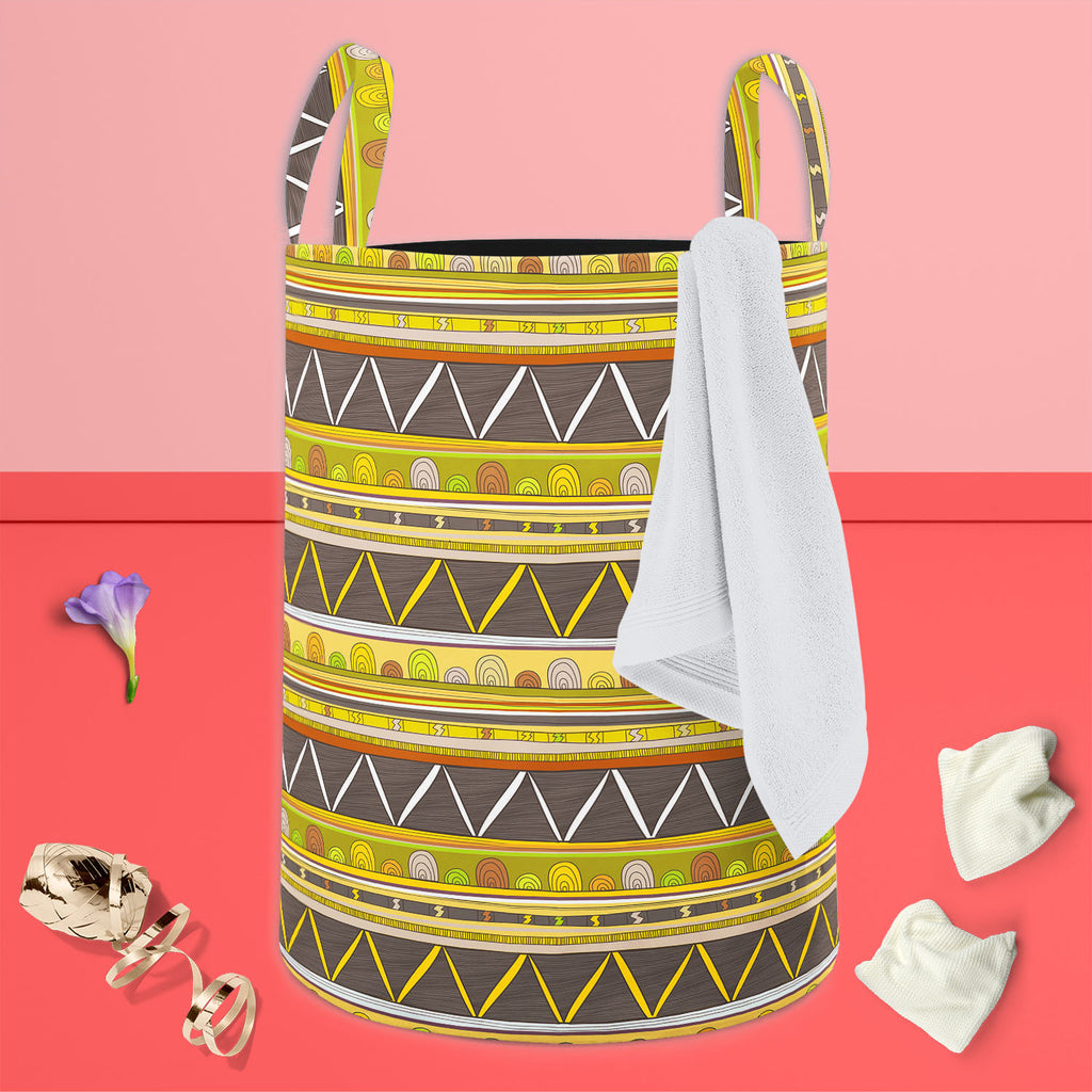 Tribal Art D3 Foldable Open Storage Bin | Organizer Box, Toy Basket, Shelf Box, Laundry Bag | Canvas Fabric-Storage Bins-STR_BI_CB-IC 5007386 IC 5007386, Abstract Expressionism, Abstracts, Ancient, Culture, Decorative, Drawing, Ethnic, Fantasy, Fashion, Folk Art, Geometric, Geometric Abstraction, Historical, Medieval, Mexican, Patterns, Semi Abstract, Signs, Signs and Symbols, Stripes, Traditional, Triangles, Tribal, Vintage, World Culture, art, d3, foldable, open, storage, bin, organizer, box, toy, basket,