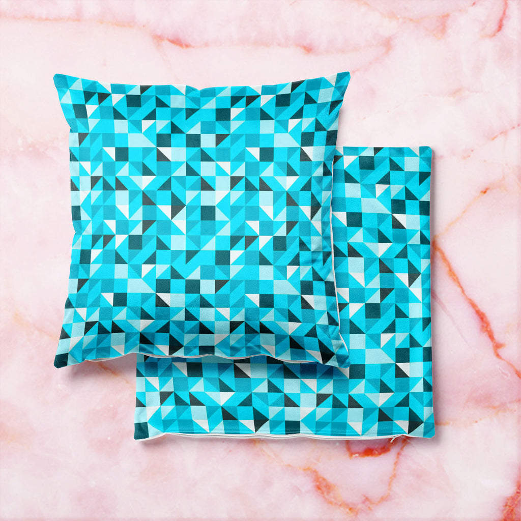 Blue Triangle Cushion Cover Throw Pillow-Cushion Covers-CUS_CV-IC 5007387 IC 5007387, Abstract Expressionism, Abstracts, Art and Paintings, Decorative, Diamond, Digital, Digital Art, Geometric, Geometric Abstraction, Graphic, Grid Art, Illustrations, Modern Art, Patterns, Semi Abstract, Signs, Signs and Symbols, Symbols, Triangles, blue, triangle, cushion, cover, throw, pillow, abstract, art, backdrop, background, beautiful, block, bright, classic, color, creative, decor, decoration, design, dynamic, elemen