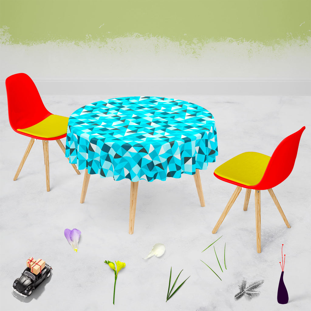 Blue Triangle Table Cloth Cover-Table Covers-CVR_TB_RD-IC 5007387 IC 5007387, Abstract Expressionism, Abstracts, Art and Paintings, Decorative, Diamond, Digital, Digital Art, Geometric, Geometric Abstraction, Graphic, Grid Art, Illustrations, Modern Art, Patterns, Semi Abstract, Signs, Signs and Symbols, Symbols, Triangles, blue, triangle, table, cloth, cover, abstract, art, backdrop, background, beautiful, block, bright, classic, color, creative, decor, decoration, design, dynamic, element, fabric, futuris
