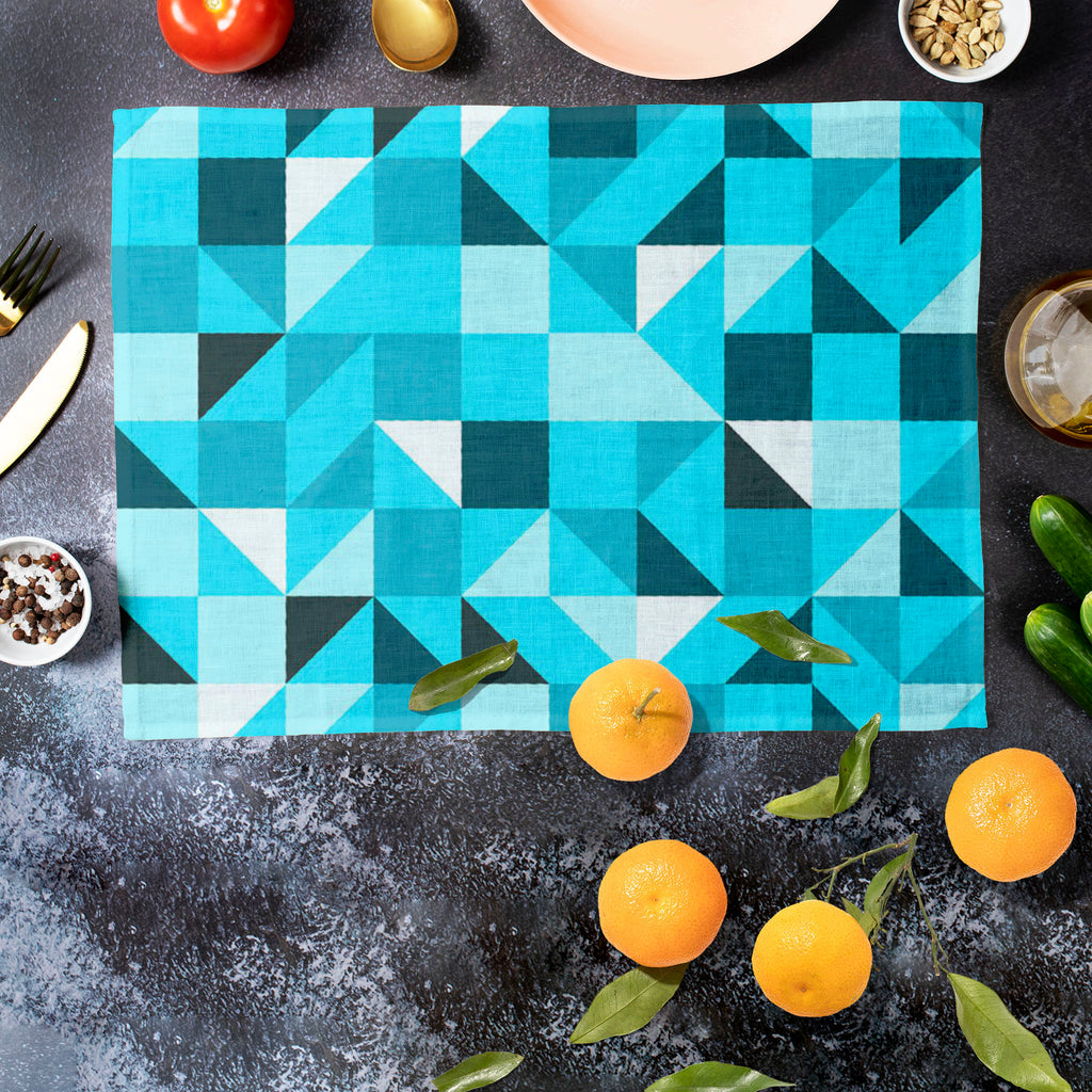Blue Triangle Table Mat Placemat-Table Place Mats Fabric-MAT_TB-IC 5007387 IC 5007387, Abstract Expressionism, Abstracts, Art and Paintings, Decorative, Diamond, Digital, Digital Art, Geometric, Geometric Abstraction, Graphic, Grid Art, Illustrations, Modern Art, Patterns, Semi Abstract, Signs, Signs and Symbols, Symbols, Triangles, blue, triangle, table, mat, placemat, abstract, art, backdrop, background, beautiful, block, bright, classic, color, cover, creative, decor, decoration, design, dynamic, element