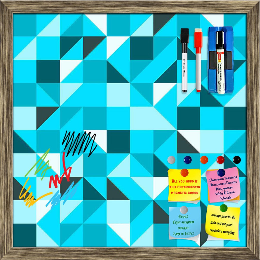 Blue Triangle Framed Magnetic Dry Erase Board | Combo with Magnet Buttons & Markers-Magnetic Boards Framed-MGB_FR-IC 5007387 IC 5007387, Abstract Expressionism, Abstracts, Art and Paintings, Decorative, Diamond, Digital, Digital Art, Geometric, Geometric Abstraction, Graphic, Grid Art, Illustrations, Modern Art, Patterns, Semi Abstract, Signs, Signs and Symbols, Symbols, Triangles, blue, triangle, framed, magnetic, dry, erase, board, printed, whiteboard, with, 4, magnets, 2, markers, 1, duster, abstract, ar