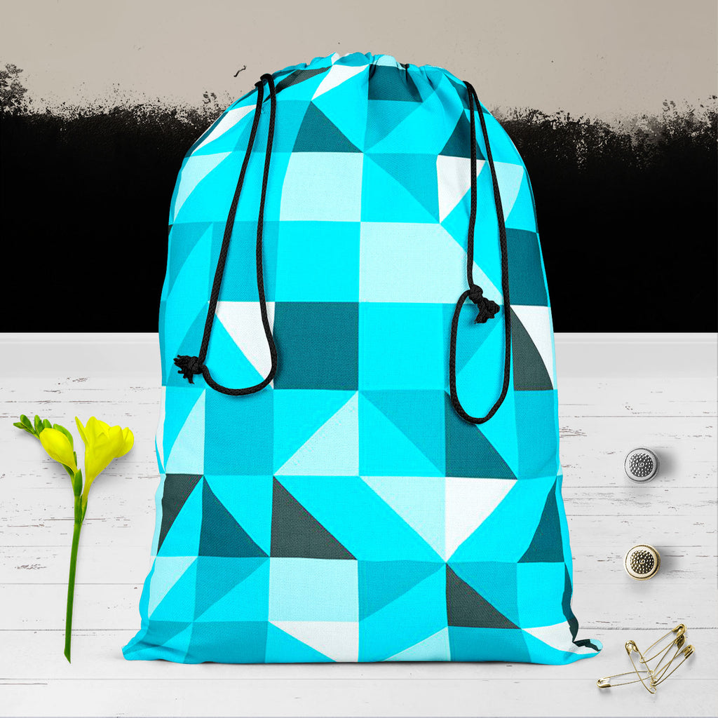 Blue Triangle Reusable Sack Bag | Bag for Gym, Storage, Vegetable & Travel-Drawstring Sack Bags-SCK_FB_DS-IC 5007387 IC 5007387, Abstract Expressionism, Abstracts, Art and Paintings, Decorative, Diamond, Digital, Digital Art, Geometric, Geometric Abstraction, Graphic, Grid Art, Illustrations, Modern Art, Patterns, Semi Abstract, Signs, Signs and Symbols, Symbols, Triangles, blue, triangle, reusable, sack, bag, for, gym, storage, vegetable, travel, abstract, art, backdrop, background, beautiful, block, brigh