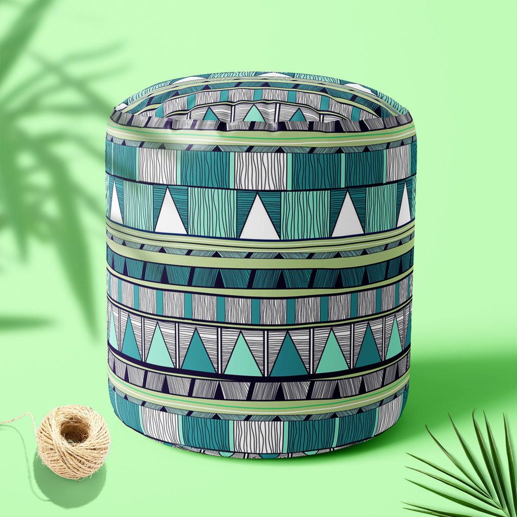 Tribal Art D4 Footstool Footrest Puffy Pouffe Ottoman Bean Bag | Canvas Fabric-Footstools-FST_CB_BN-IC 5007389 IC 5007389, Abstract Expressionism, Abstracts, Ancient, Black and White, Culture, Decorative, Drawing, Ethnic, Fantasy, Fashion, Folk Art, Geometric, Geometric Abstraction, Historical, Medieval, Patterns, Semi Abstract, Signs, Signs and Symbols, Stripes, Traditional, Triangles, Tribal, Vintage, White, World Culture, art, d4, footstool, footrest, puffy, pouffe, ottoman, bean, bag, canvas, fabric, ab