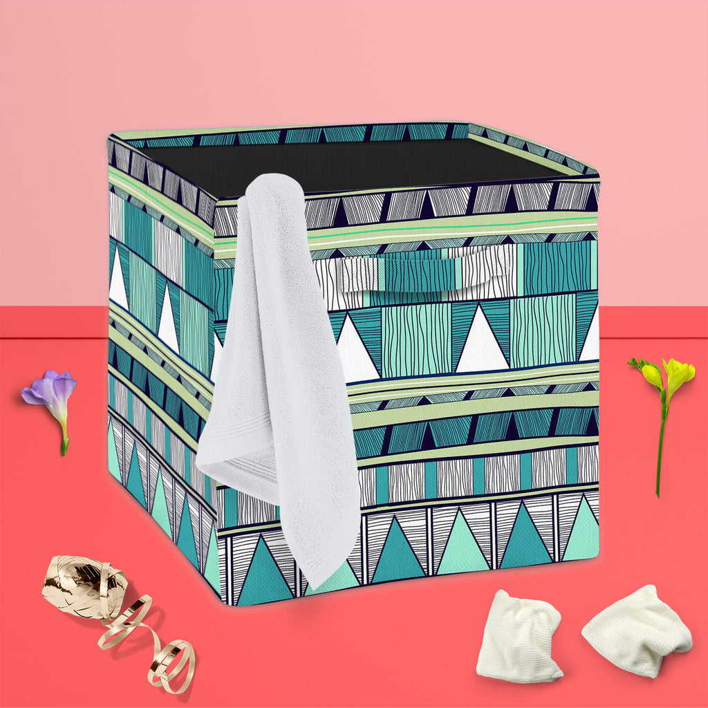 Tribal Art D4 Foldable Open Storage Bin | Organizer Box, Toy Basket, Shelf Box, Laundry Bag | Canvas Fabric-Storage Bins-STR_BI_CB-IC 5007389 IC 5007389, Abstract Expressionism, Abstracts, Ancient, Black and White, Culture, Decorative, Drawing, Ethnic, Fantasy, Fashion, Folk Art, Geometric, Geometric Abstraction, Historical, Medieval, Patterns, Semi Abstract, Signs, Signs and Symbols, Stripes, Traditional, Triangles, Tribal, Vintage, White, World Culture, art, d4, foldable, open, storage, bin, organizer, bo