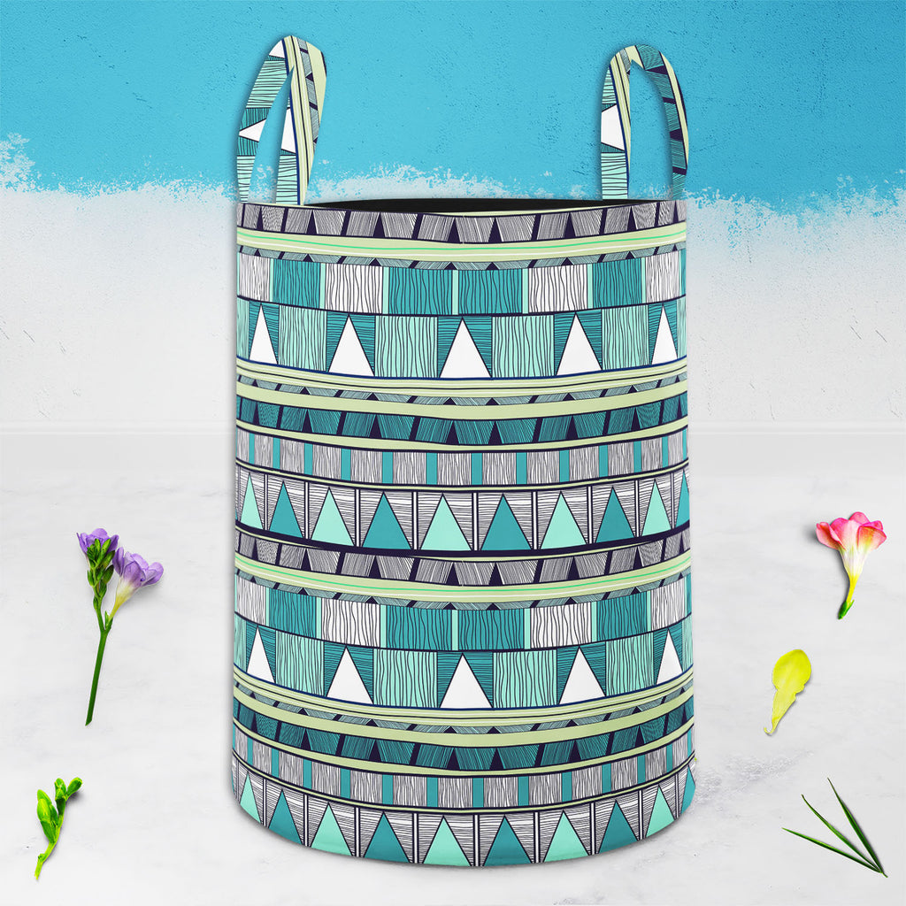 Tribal Art D4 Foldable Open Storage Bin | Organizer Box, Toy Basket, Shelf Box, Laundry Bag | Canvas Fabric-Storage Bins-STR_BI_CB-IC 5007389 IC 5007389, Abstract Expressionism, Abstracts, Ancient, Black and White, Culture, Decorative, Drawing, Ethnic, Fantasy, Fashion, Folk Art, Geometric, Geometric Abstraction, Historical, Medieval, Patterns, Semi Abstract, Signs, Signs and Symbols, Stripes, Traditional, Triangles, Tribal, Vintage, White, World Culture, art, d4, foldable, open, storage, bin, organizer, bo