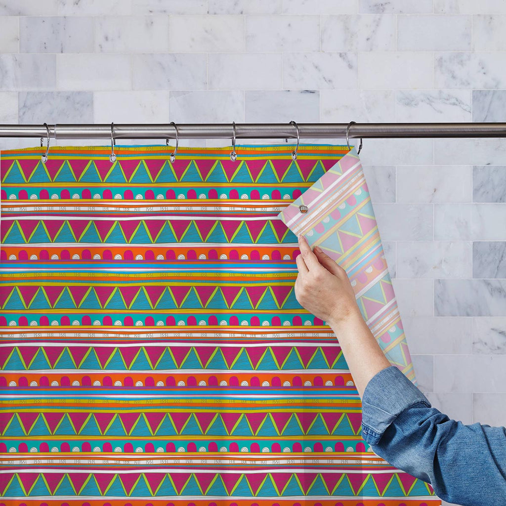Tribal Art Washable Waterproof Shower Curtain-Shower Curtains-CUR_SH-IC 5007390 IC 5007390, Abstract Expressionism, Abstracts, Ancient, Culture, Decorative, Drawing, Ethnic, Fantasy, Fashion, Folk Art, Geometric, Geometric Abstraction, Historical, Illustrations, Medieval, Mexican, Patterns, Semi Abstract, Signs, Signs and Symbols, Stripes, Traditional, Triangles, Tribal, Vintage, World Culture, art, washable, waterproof, shower, curtain, background, abstract, abstraction, artistic, backdrop, blue, border, b