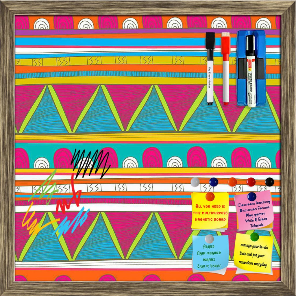 Tribal Art Framed Magnetic Dry Erase Board | Combo with Magnet Buttons & Markers-Magnetic Boards Framed-MGB_FR-IC 5007390 IC 5007390, Abstract Expressionism, Abstracts, Ancient, Culture, Decorative, Drawing, Ethnic, Fantasy, Fashion, Folk Art, Geometric, Geometric Abstraction, Historical, Illustrations, Medieval, Mexican, Patterns, Semi Abstract, Signs, Signs and Symbols, Stripes, Traditional, Triangles, Tribal, Vintage, World Culture, art, framed, magnetic, dry, erase, board, printed, whiteboard, with, 4, 