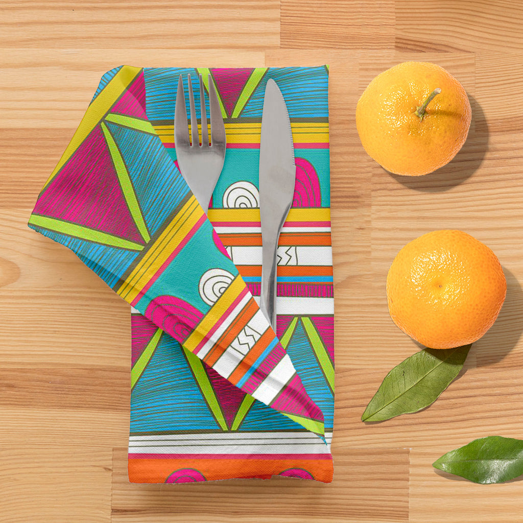 Tribal Art D5 Table Napkin-Table Napkins-NAP_TB-IC 5007390 IC 5007390, Abstract Expressionism, Abstracts, Ancient, Culture, Decorative, Drawing, Ethnic, Fantasy, Fashion, Folk Art, Geometric, Geometric Abstraction, Historical, Illustrations, Medieval, Mexican, Patterns, Semi Abstract, Signs, Signs and Symbols, Stripes, Traditional, Triangles, Tribal, Vintage, World Culture, art, d5, table, napkin, background, abstract, abstraction, artistic, backdrop, blue, border, bright, creative, decor, decoration, desig