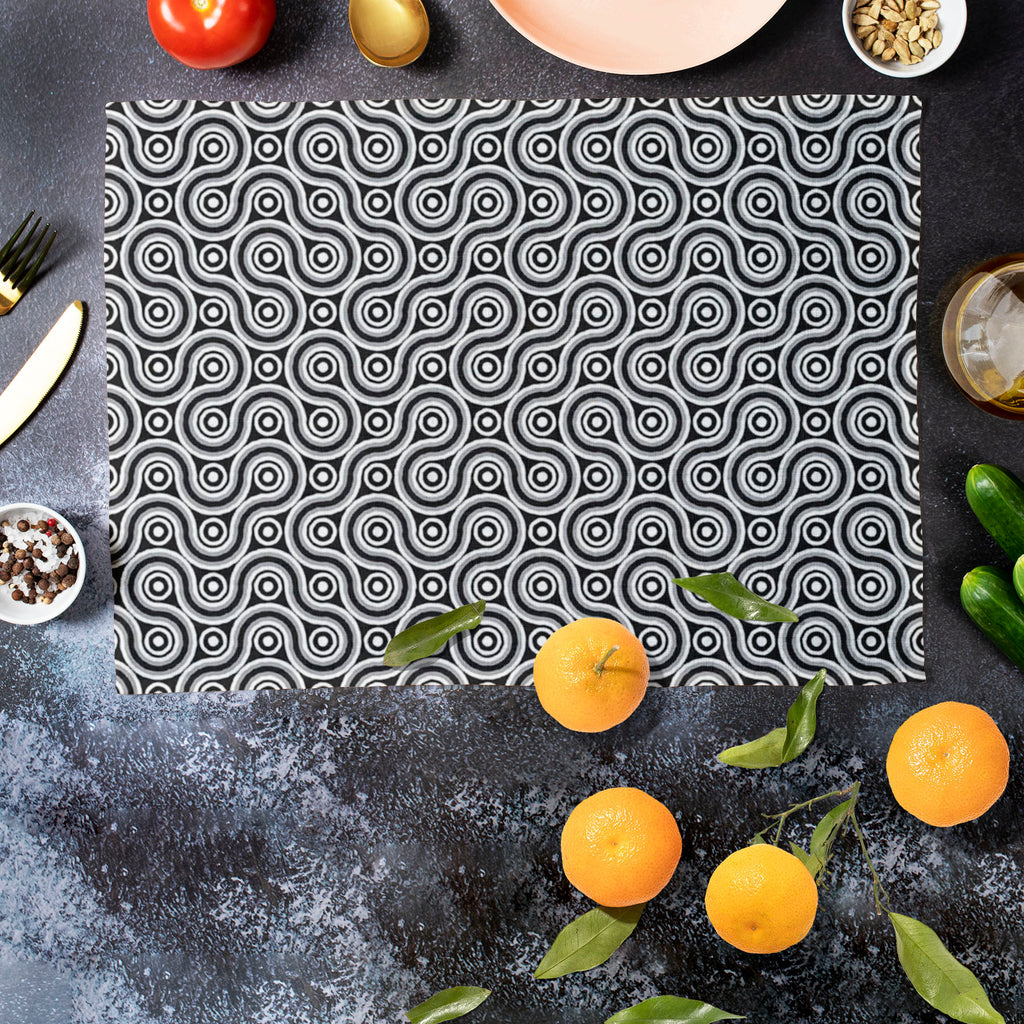 Infinite Line Table Mat Placemat-Table Place Mats Fabric-MAT_TB-IC 5007391 IC 5007391, Abstract Expressionism, Abstracts, Black, Black and White, Geometric, Geometric Abstraction, Illustrations, Patterns, Semi Abstract, Signs, Signs and Symbols, White, infinite, line, table, mat, placemat, background, pattern, abstract, infinity, backgrounds, band, coil, convoluted, decor, decoration, design, element, frame, kink, loop, meander, ribbon, seamless, shape, single, sinuous, squirm, style, tape, winding, artzfol
