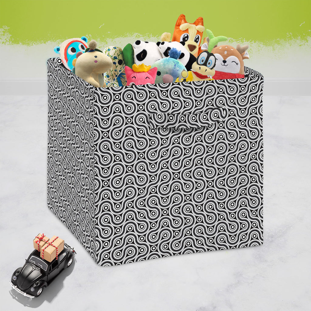 Infinite Line Foldable Open Storage Bin | Organizer Box, Toy Basket, Shelf Box, Laundry Bag | Canvas Fabric-Storage Bins-STR_BI_CB-IC 5007391 IC 5007391, Abstract Expressionism, Abstracts, Black, Black and White, Geometric, Geometric Abstraction, Illustrations, Patterns, Semi Abstract, Signs, Signs and Symbols, White, infinite, line, foldable, open, storage, bin, organizer, box, toy, basket, shelf, laundry, bag, canvas, fabric, background, pattern, abstract, infinity, backgrounds, band, coil, convoluted, de