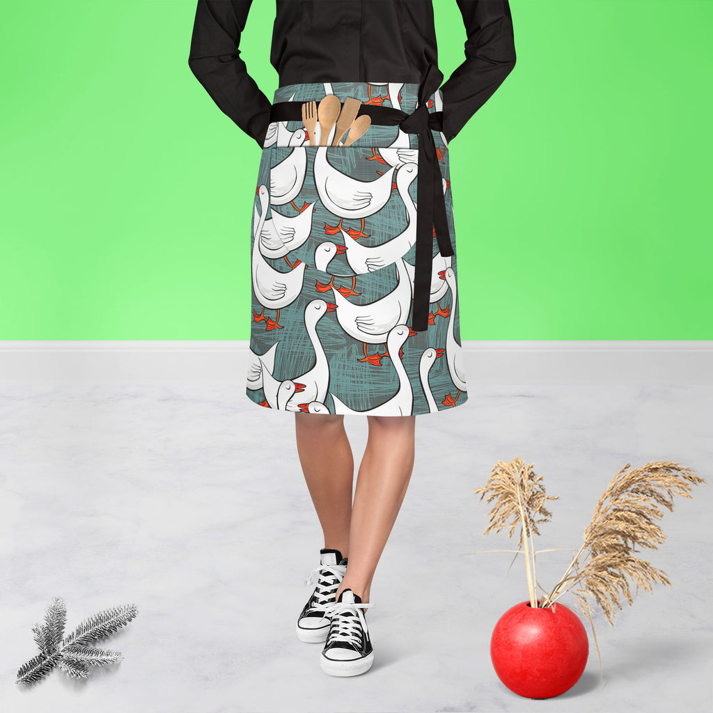 White Gooses Apron | Adjustable, Free Size & Waist Tiebacks-Apron Waist to Knee-APR_WS_KN-IC 5007395 IC 5007395, Abstract Expressionism, Abstracts, Animals, Animated Cartoons, Art and Paintings, Birds, Black and White, Caricature, Cartoons, Culture, Digital, Digital Art, Drawing, Ethnic, Graphic, Illustrations, Patterns, Seasons, Semi Abstract, Traditional, Tribal, White, World Culture, gooses, apron, adjustable, free, size, waist, tiebacks, pattern, goose, geese, animal, abstract, art, backdrop, background