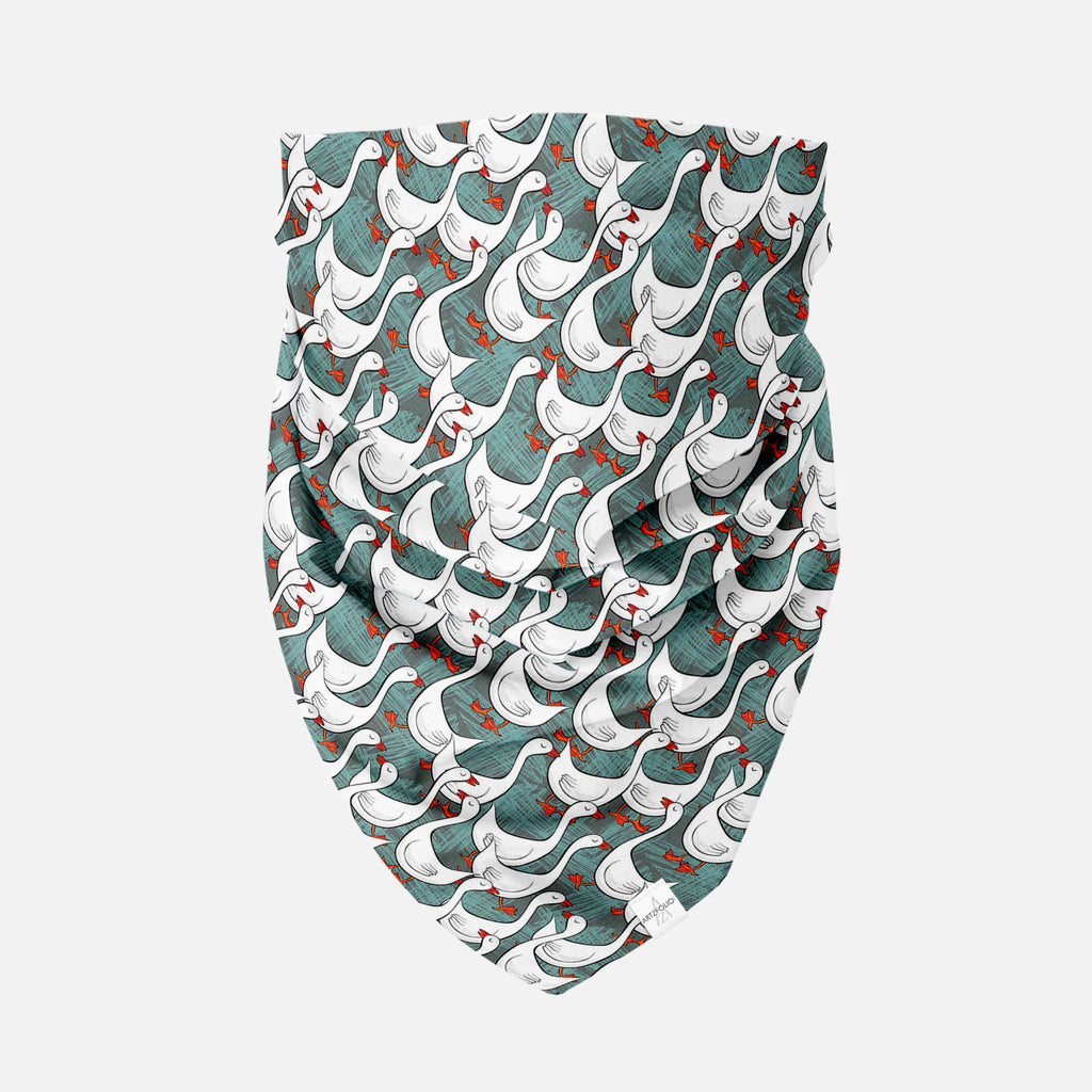 White Gooses Printed Bandana | Headband Headwear Wristband Balaclava | Unisex | Soft Poly Fabric-Bandanas-BND_FB_BS-IC 5007395 IC 5007395, Abstract Expressionism, Abstracts, Animals, Animated Cartoons, Art and Paintings, Birds, Black and White, Caricature, Cartoons, Culture, Digital, Digital Art, Drawing, Ethnic, Graphic, Illustrations, Patterns, Seasons, Semi Abstract, Traditional, Tribal, White, World Culture, gooses, printed, bandana, headband, headwear, wristband, balaclava, unisex, soft, poly, fabric, 