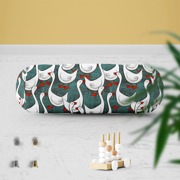White Gooses Bolster Cover Booster Cases | Concealed Zipper Opening-Bolster Covers-BOL_CV_ZP-IC 5007395 IC 5007395, Abstract Expressionism, Abstracts, Animals, Animated Cartoons, Art and Paintings, Birds, Black and White, Caricature, Cartoons, Culture, Digital, Digital Art, Drawing, Ethnic, Graphic, Illustrations, Patterns, Seasons, Semi Abstract, Traditional, Tribal, White, World Culture, gooses, bolster, cover, booster, cases, zipper, opening, poly, cotton, fabric, pattern, goose, geese, animal, abstract,