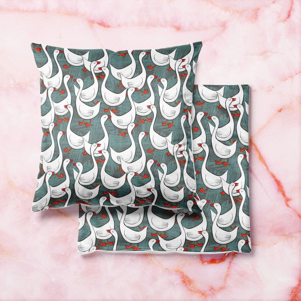 White Gooses Cushion Cover Throw Pillow-Cushion Covers-CUS_CV-IC 5007395 IC 5007395, Abstract Expressionism, Abstracts, Animals, Animated Cartoons, Art and Paintings, Birds, Black and White, Caricature, Cartoons, Culture, Digital, Digital Art, Drawing, Ethnic, Graphic, Illustrations, Patterns, Seasons, Semi Abstract, Traditional, Tribal, White, World Culture, gooses, cushion, cover, throw, pillow, pattern, goose, geese, animal, abstract, art, backdrop, background, bird, border, breeding, cartoon, color, col