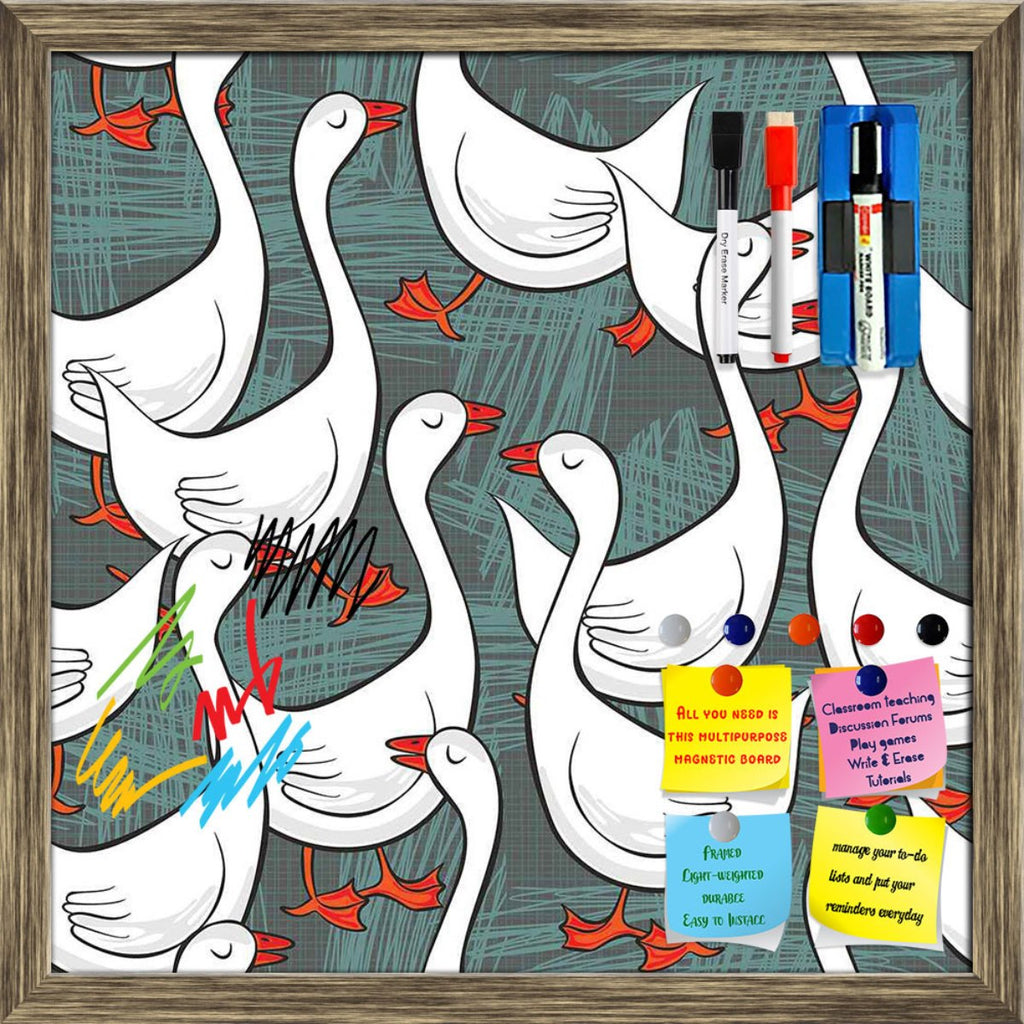 White Gooses Framed Magnetic Dry Erase Board | Combo with Magnet Buttons & Markers-Magnetic Boards Framed-MGB_FR-IC 5007395 IC 5007395, Abstract Expressionism, Abstracts, Animals, Animated Cartoons, Art and Paintings, Birds, Black and White, Caricature, Cartoons, Culture, Digital, Digital Art, Drawing, Ethnic, Graphic, Illustrations, Patterns, Seasons, Semi Abstract, Traditional, Tribal, White, World Culture, gooses, framed, magnetic, dry, erase, board, printed, whiteboard, with, 4, magnets, 2, markers, 1, 