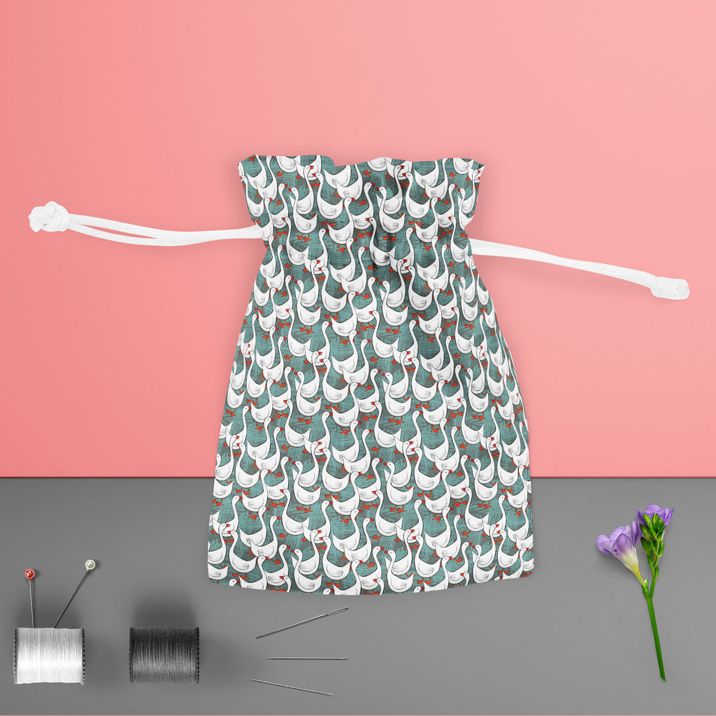 White Gooses Pouch Wrist Potli Bag | Bag for Weddings & Casual Parties-Drawstring Pouches-PCH_FB_DS-IC 5007395 IC 5007395, Abstract Expressionism, Abstracts, Animals, Animated Cartoons, Art and Paintings, Birds, Black and White, Caricature, Cartoons, Culture, Digital, Digital Art, Drawing, Ethnic, Graphic, Illustrations, Patterns, Seasons, Semi Abstract, Traditional, Tribal, White, World Culture, gooses, pouch, wrist, potli, bag, for, weddings, casual, parties, pattern, goose, geese, animal, abstract, art, 