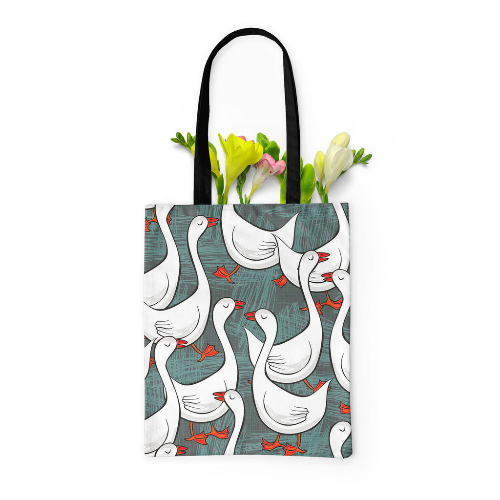 White Gooses Tote Bag Shoulder Purse | Multipurpose-Tote Bags Basic-TOT_FB_BS-IC 5007395 IC 5007395, Abstract Expressionism, Abstracts, Animals, Animated Cartoons, Art and Paintings, Birds, Black and White, Caricature, Cartoons, Culture, Digital, Digital Art, Drawing, Ethnic, Graphic, Illustrations, Patterns, Seasons, Semi Abstract, Traditional, Tribal, White, World Culture, gooses, tote, bag, shoulder, purse, multipurpose, pattern, goose, geese, animal, abstract, art, backdrop, background, bird, border, br