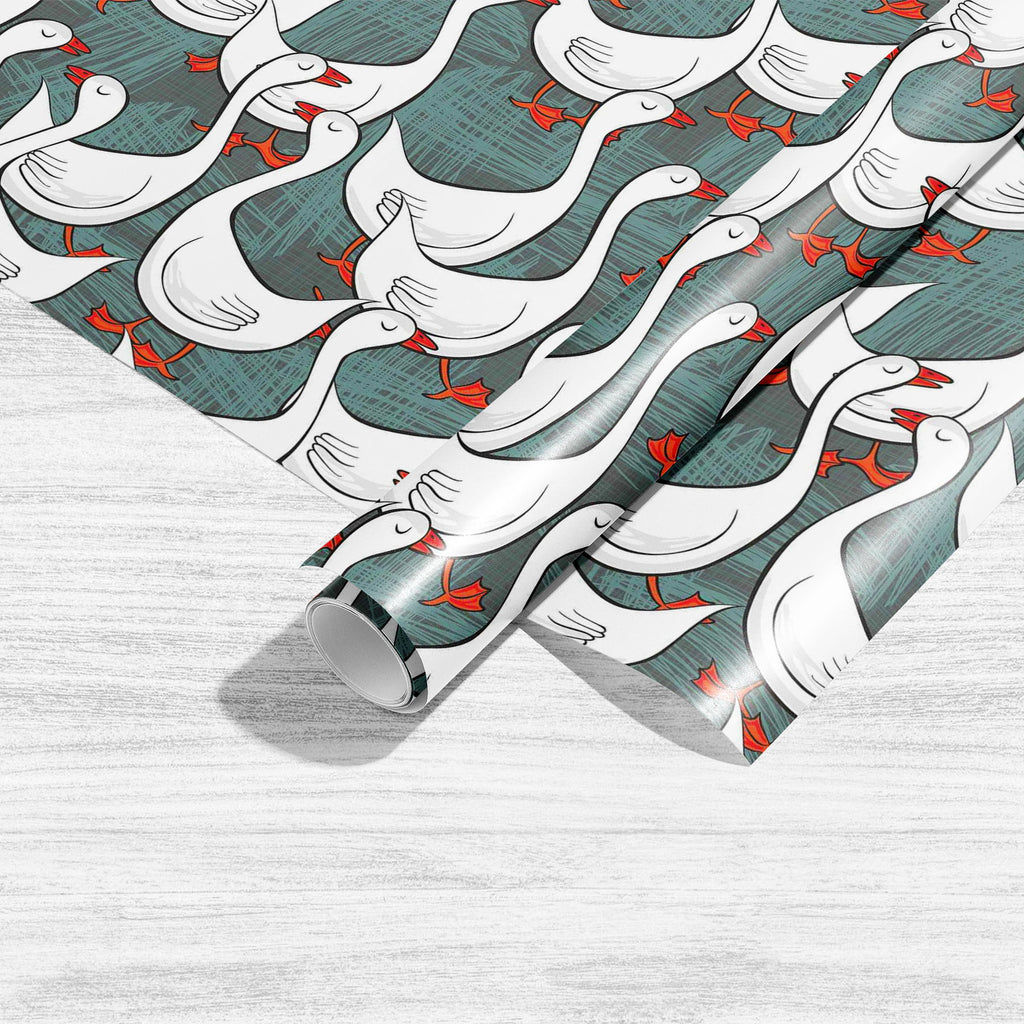 White Gooses Art & Craft Gift Wrapping Paper-Wrapping Papers-WRP_PP-IC 5007395 IC 5007395, Abstract Expressionism, Abstracts, Animals, Animated Cartoons, Art and Paintings, Birds, Black and White, Caricature, Cartoons, Culture, Digital, Digital Art, Drawing, Ethnic, Graphic, Illustrations, Patterns, Seasons, Semi Abstract, Traditional, Tribal, White, World Culture, gooses, art, craft, gift, wrapping, paper, pattern, goose, geese, animal, abstract, backdrop, background, bird, border, breeding, cartoon, color