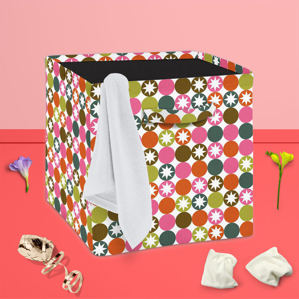 Stars & Circles Foldable Open Storage Bin | Organizer Box, Toy Basket, Shelf Box, Laundry Bag | Canvas Fabric-Storage Bins-STR_BI_CB-IC 5007396 IC 5007396, Abstract Expressionism, Abstracts, Ancient, Art and Paintings, Circle, Decorative, Digital, Digital Art, Drawing, Fashion, Graphic, Historical, Illustrations, Medieval, Modern Art, Patterns, Retro, Semi Abstract, Signs, Signs and Symbols, Symbols, Vintage, stars, circles, foldable, open, storage, bin, organizer, box, toy, basket, shelf, laundry, bag, can