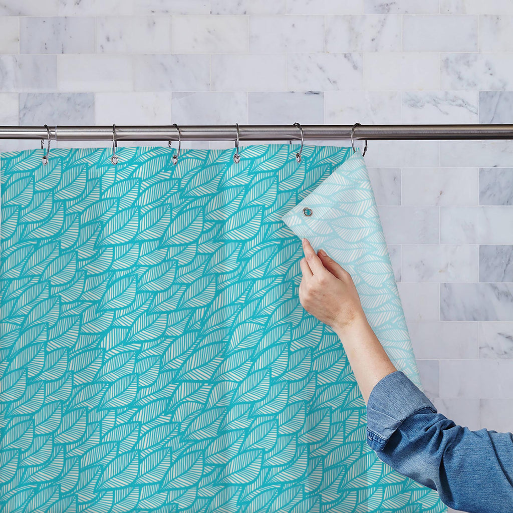 Blue Leaf D1 Washable Waterproof Shower Curtain-Shower Curtains-CUR_SH-IC 5007397 IC 5007397, Black and White, Botanical, Decorative, Digital, Digital Art, Drawing, Fashion, Floral, Flowers, Graphic, Illustrations, Modern Art, Nature, Patterns, Retro, Scenic, Seasons, Signs, Signs and Symbols, White, blue, leaf, d1, washable, waterproof, shower, curtain, autumn, cold, decoration, design, elegance, element, fall, foliage, illustration, modern, ornament, ornate, paper, pattern, plant, repeat, seamless, season