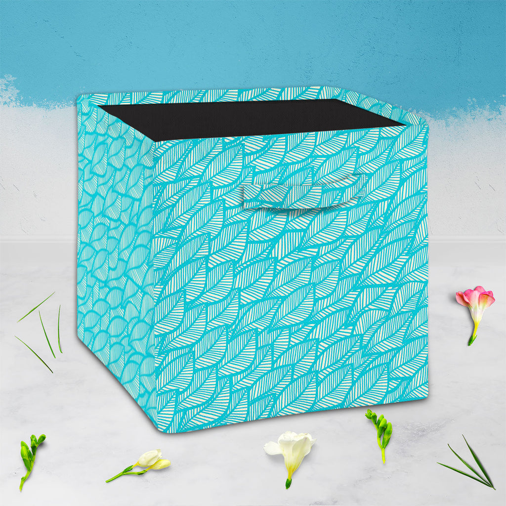 Blue Leaf D1 Foldable Open Storage Bin | Organizer Box, Toy Basket, Shelf Box, Laundry Bag | Canvas Fabric-Storage Bins-STR_BI_CB-IC 5007397 IC 5007397, Black and White, Botanical, Decorative, Digital, Digital Art, Drawing, Fashion, Floral, Flowers, Graphic, Illustrations, Modern Art, Nature, Patterns, Retro, Scenic, Seasons, Signs, Signs and Symbols, White, blue, leaf, d1, foldable, open, storage, bin, organizer, box, toy, basket, shelf, laundry, bag, canvas, fabric, autumn, cold, decoration, design, elega