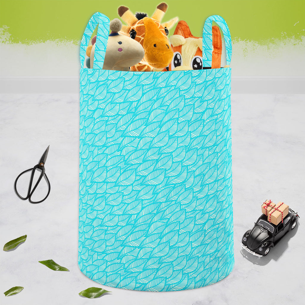 Blue Leaf D1 Foldable Open Storage Bin | Organizer Box, Toy Basket, Shelf Box, Laundry Bag | Canvas Fabric-Storage Bins-STR_BI_CB-IC 5007397 IC 5007397, Black and White, Botanical, Decorative, Digital, Digital Art, Drawing, Fashion, Floral, Flowers, Graphic, Illustrations, Modern Art, Nature, Patterns, Retro, Scenic, Seasons, Signs, Signs and Symbols, White, blue, leaf, d1, foldable, open, storage, bin, organizer, box, toy, basket, shelf, laundry, bag, canvas, fabric, autumn, cold, decoration, design, elega