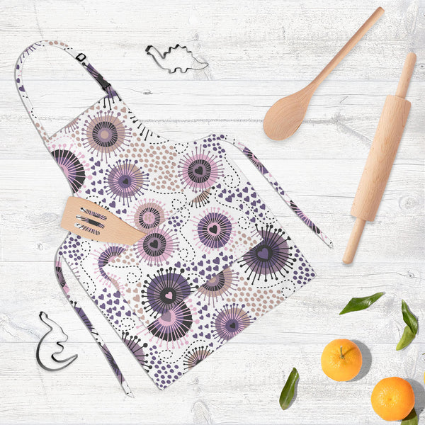 Circle & Hearts Apron | Adjustable, Free Size & Waist Tiebacks-Aprons Neck to Knee-APR_NK_KN-IC 5007401 IC 5007401, Abstract Expressionism, Abstracts, Ancient, Art and Paintings, Black and White, Botanical, Circle, Digital, Digital Art, Dots, Drawing, Fashion, Floral, Flowers, Graphic, Hearts, Historical, Illustrations, Love, Medieval, Nature, Patterns, Retro, Romance, Semi Abstract, Signs, Signs and Symbols, Vintage, White, full-length, neck, to, knee, apron, poly-cotton, fabric, adjustable, buckle, waist,