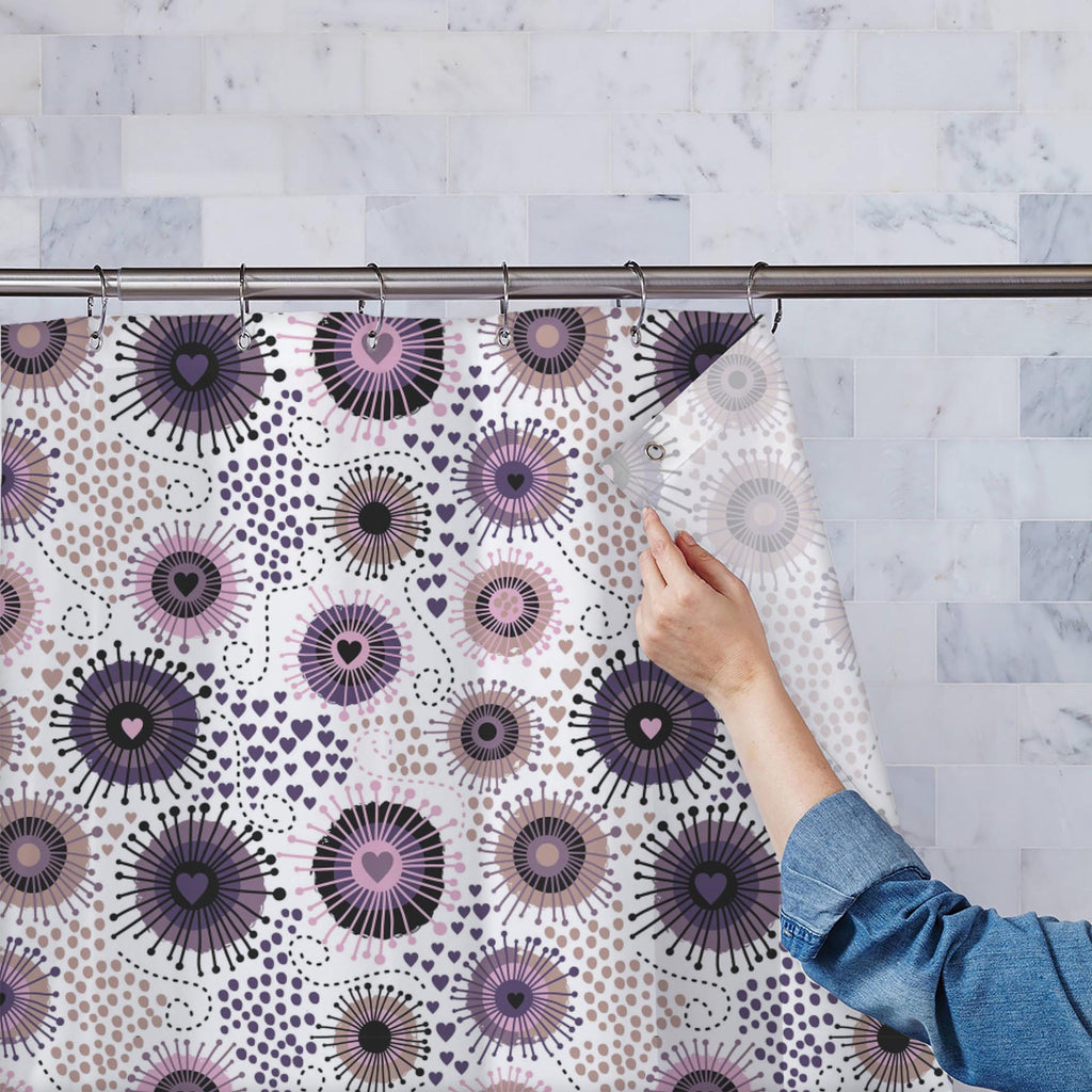Circle & Hearts Washable Waterproof Shower Curtain-Shower Curtains-CUR_SH-IC 5007401 IC 5007401, Abstract Expressionism, Abstracts, Ancient, Art and Paintings, Black and White, Botanical, Circle, Digital, Digital Art, Dots, Drawing, Fashion, Floral, Flowers, Graphic, Hearts, Historical, Illustrations, Love, Medieval, Nature, Patterns, Retro, Romance, Semi Abstract, Signs, Signs and Symbols, Vintage, White, washable, waterproof, shower, curtain, abstract, art, background, brown, collection, crazy, curly, dec