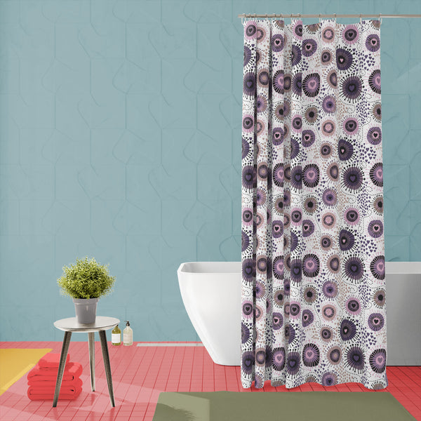 Circle & Hearts Washable Waterproof Shower Curtain-Shower Curtains-CUR_SH-IC 5007401 IC 5007401, Abstract Expressionism, Abstracts, Ancient, Art and Paintings, Black and White, Botanical, Circle, Digital, Digital Art, Dots, Drawing, Fashion, Floral, Flowers, Graphic, Hearts, Historical, Illustrations, Love, Medieval, Nature, Patterns, Retro, Romance, Semi Abstract, Signs, Signs and Symbols, Vintage, White, washable, waterproof, polyester, shower, curtain, eyelets, abstract, art, background, brown, collectio