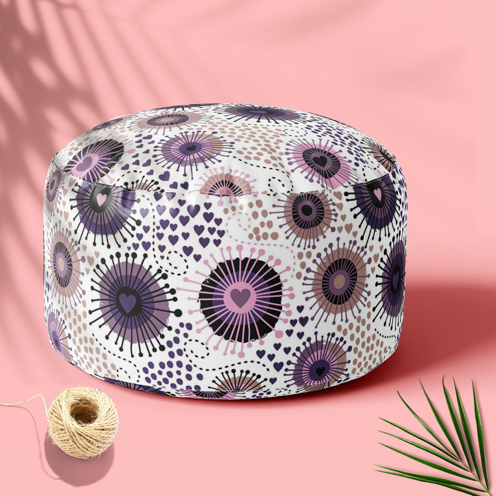 Circle & Hearts Footstool Footrest Puffy Pouffe Ottoman Bean Bag | Canvas Fabric-Footstools-FST_CB_BN-IC 5007401 IC 5007401, Abstract Expressionism, Abstracts, Ancient, Art and Paintings, Black and White, Botanical, Circle, Digital, Digital Art, Dots, Drawing, Fashion, Floral, Flowers, Graphic, Hearts, Historical, Illustrations, Love, Medieval, Nature, Patterns, Retro, Romance, Semi Abstract, Signs, Signs and Symbols, Vintage, White, footstool, footrest, puffy, pouffe, ottoman, bean, bag, canvas, fabric, ab