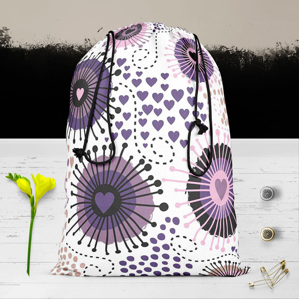 Circle & Hearts Reusable Sack Bag | Bag for Gym, Storage, Vegetable & Travel-Drawstring Sack Bags-SCK_FB_DS-IC 5007401 IC 5007401, Abstract Expressionism, Abstracts, Ancient, Art and Paintings, Black and White, Botanical, Circle, Digital, Digital Art, Dots, Drawing, Fashion, Floral, Flowers, Graphic, Hearts, Historical, Illustrations, Love, Medieval, Nature, Patterns, Retro, Romance, Semi Abstract, Signs, Signs and Symbols, Vintage, White, reusable, sack, bag, for, gym, storage, vegetable, travel, cotton, c