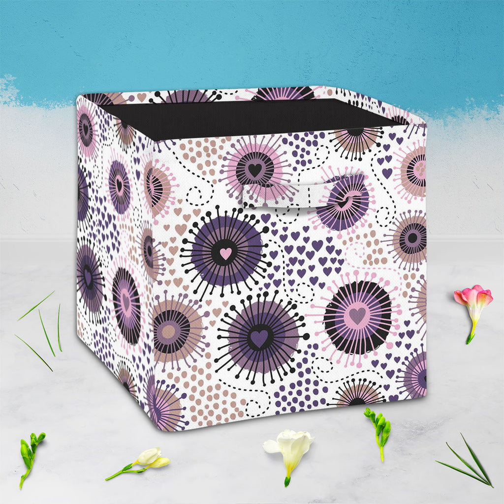 Circle & Hearts Foldable Open Storage Bin | Organizer Box, Toy Basket, Shelf Box, Laundry Bag | Canvas Fabric-Storage Bins-STR_BI_CB-IC 5007401 IC 5007401, Abstract Expressionism, Abstracts, Ancient, Art and Paintings, Black and White, Botanical, Circle, Digital, Digital Art, Dots, Drawing, Fashion, Floral, Flowers, Graphic, Hearts, Historical, Illustrations, Love, Medieval, Nature, Patterns, Retro, Romance, Semi Abstract, Signs, Signs and Symbols, Vintage, White, foldable, open, storage, bin, organizer, bo