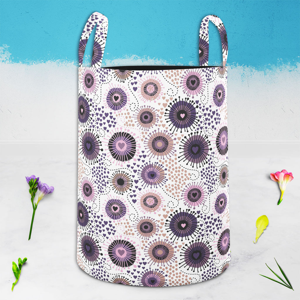 Circle & Hearts Foldable Open Storage Bin | Organizer Box, Toy Basket, Shelf Box, Laundry Bag | Canvas Fabric-Storage Bins-STR_BI_CB-IC 5007401 IC 5007401, Abstract Expressionism, Abstracts, Ancient, Art and Paintings, Black and White, Botanical, Circle, Digital, Digital Art, Dots, Drawing, Fashion, Floral, Flowers, Graphic, Hearts, Historical, Illustrations, Love, Medieval, Nature, Patterns, Retro, Romance, Semi Abstract, Signs, Signs and Symbols, Vintage, White, foldable, open, storage, bin, organizer, bo
