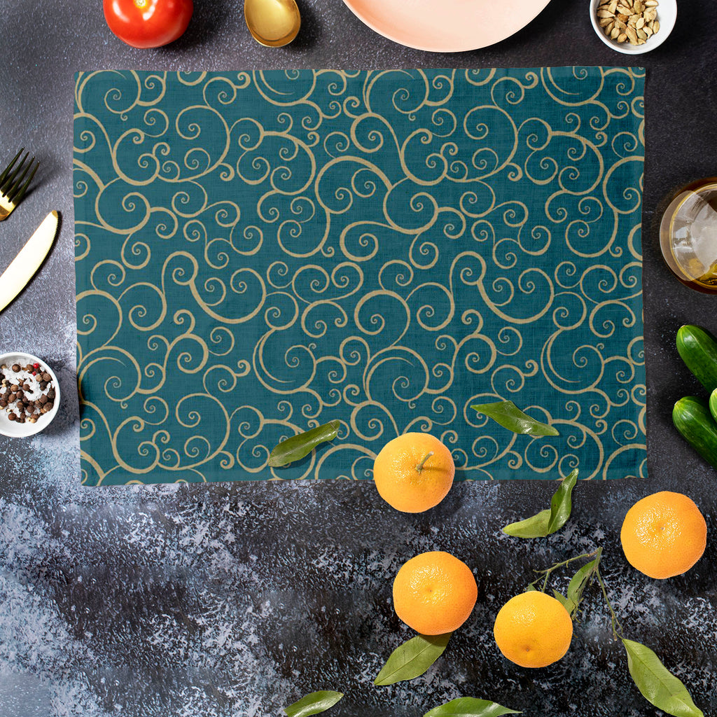 Spiral D2 Table Mat Placemat-Table Place Mats Fabric-MAT_TB-IC 5007402 IC 5007402, Abstract Expressionism, Abstracts, Ancient, Art and Paintings, Circle, Digital, Digital Art, Drawing, Fashion, Graphic, Historical, Illustrations, Medieval, Patterns, Retro, Semi Abstract, Signs, Signs and Symbols, Vintage, spiral, d2, table, mat, placemat, abstract, art, background, collection, curly, decoration, design, element, ellipse, flourish, green, illustration, image, leaf, light, natural, objects, ornament, ornate, 