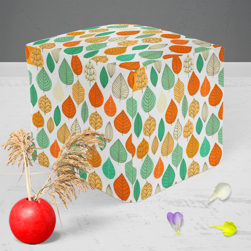 Leaf Art D1 Footstool Footrest Puffy Pouffe Ottoman Bean Bag | Canvas Fabric-Footstools-FST_CB_BN-IC 5007407 IC 5007407, Abstract Expressionism, Abstracts, Ancient, Art and Paintings, Black and White, Decorative, Digital, Digital Art, Drawing, Fashion, Graphic, Historical, Illustrations, Medieval, Modern Art, Nature, Paintings, Patterns, Retro, Scenic, Seasons, Semi Abstract, Signs, Signs and Symbols, Vintage, White, leaf, art, d1, footstool, footrest, puffy, pouffe, ottoman, bean, bag, canvas, fabric, abst