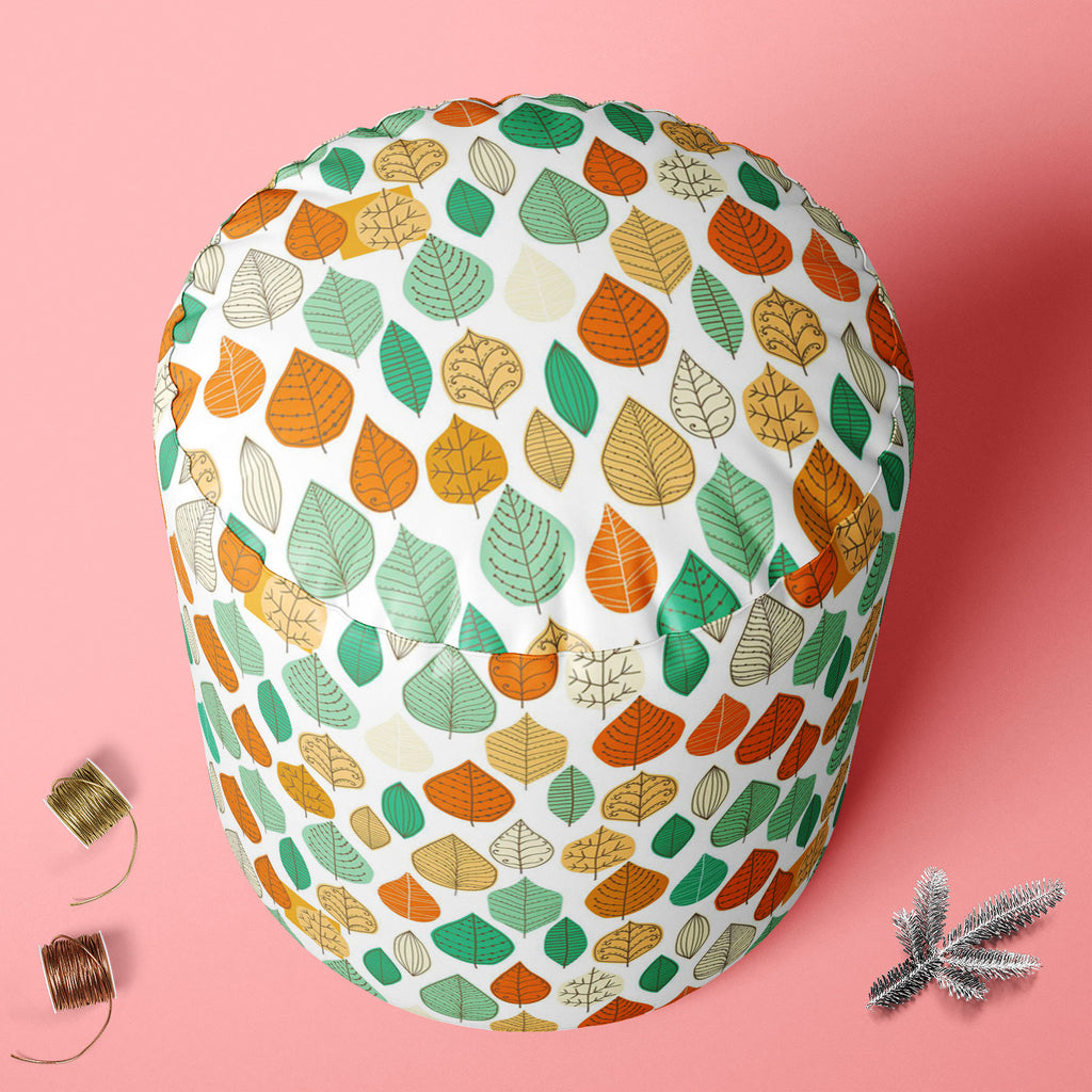 Leaf Art D1 Footstool Footrest Puffy Pouffe Ottoman Bean Bag | Canvas Fabric-Footstools-FST_CB_BN-IC 5007407 IC 5007407, Abstract Expressionism, Abstracts, Ancient, Art and Paintings, Black and White, Decorative, Digital, Digital Art, Drawing, Fashion, Graphic, Historical, Illustrations, Medieval, Modern Art, Nature, Paintings, Patterns, Retro, Scenic, Seasons, Semi Abstract, Signs, Signs and Symbols, Vintage, White, leaf, art, d1, footstool, footrest, puffy, pouffe, ottoman, bean, bag, canvas, fabric, abst