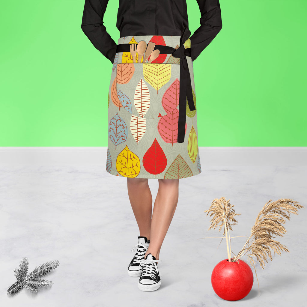 Leaf Art D4 Apron | Adjustable, Free Size & Waist Tiebacks-Apron Waist to Knee-APR_WS_KN-IC 5007413 IC 5007413, Abstract Expressionism, Abstracts, Ancient, Art and Paintings, Black and White, Decorative, Digital, Digital Art, Drawing, Fashion, Graphic, Historical, Illustrations, Medieval, Modern Art, Nature, Paintings, Patterns, Retro, Scenic, Seasons, Semi Abstract, Signs, Signs and Symbols, Vintage, White, leaf, art, d4, apron, adjustable, free, size, waist, tiebacks, abstract, autumn, background, branch,