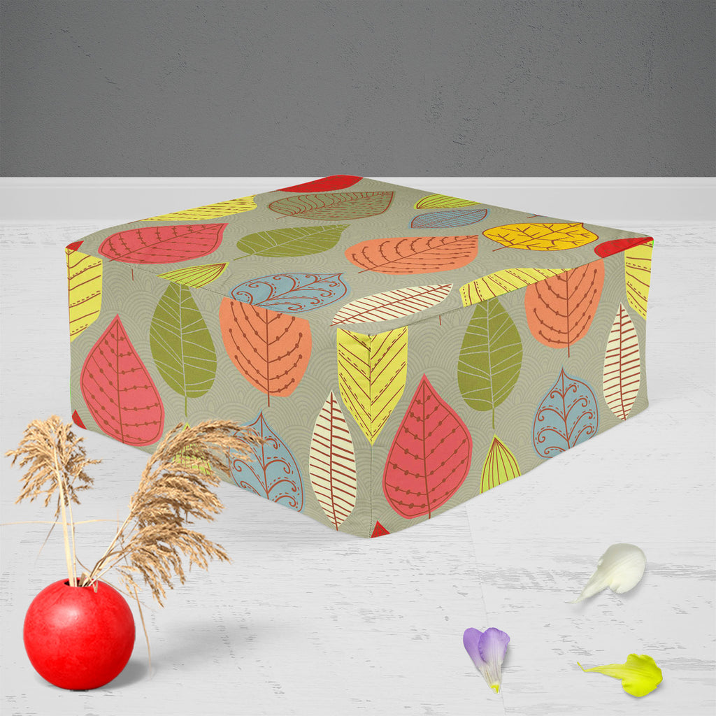 Leaf Art D4 Footstool Footrest Puffy Pouffe Ottoman Bean Bag | Canvas Fabric-Footstools-FST_CB_BN-IC 5007413 IC 5007413, Abstract Expressionism, Abstracts, Ancient, Art and Paintings, Black and White, Decorative, Digital, Digital Art, Drawing, Fashion, Graphic, Historical, Illustrations, Medieval, Modern Art, Nature, Paintings, Patterns, Retro, Scenic, Seasons, Semi Abstract, Signs, Signs and Symbols, Vintage, White, leaf, art, d4, footstool, footrest, puffy, pouffe, ottoman, bean, bag, canvas, fabric, abst