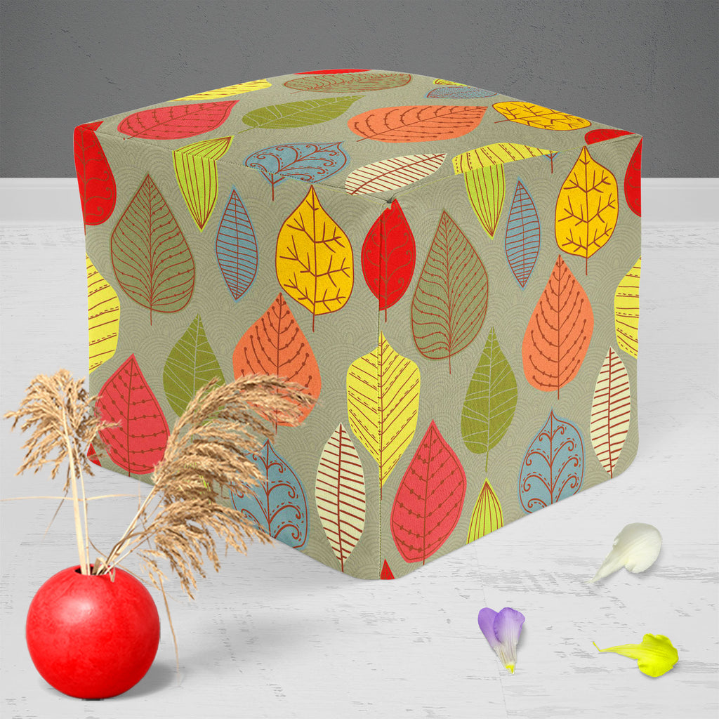 Leaf Art D4 Footstool Footrest Puffy Pouffe Ottoman Bean Bag | Canvas Fabric-Footstools-FST_CB_BN-IC 5007413 IC 5007413, Abstract Expressionism, Abstracts, Ancient, Art and Paintings, Black and White, Decorative, Digital, Digital Art, Drawing, Fashion, Graphic, Historical, Illustrations, Medieval, Modern Art, Nature, Paintings, Patterns, Retro, Scenic, Seasons, Semi Abstract, Signs, Signs and Symbols, Vintage, White, leaf, art, d4, footstool, footrest, puffy, pouffe, ottoman, bean, bag, canvas, fabric, abst
