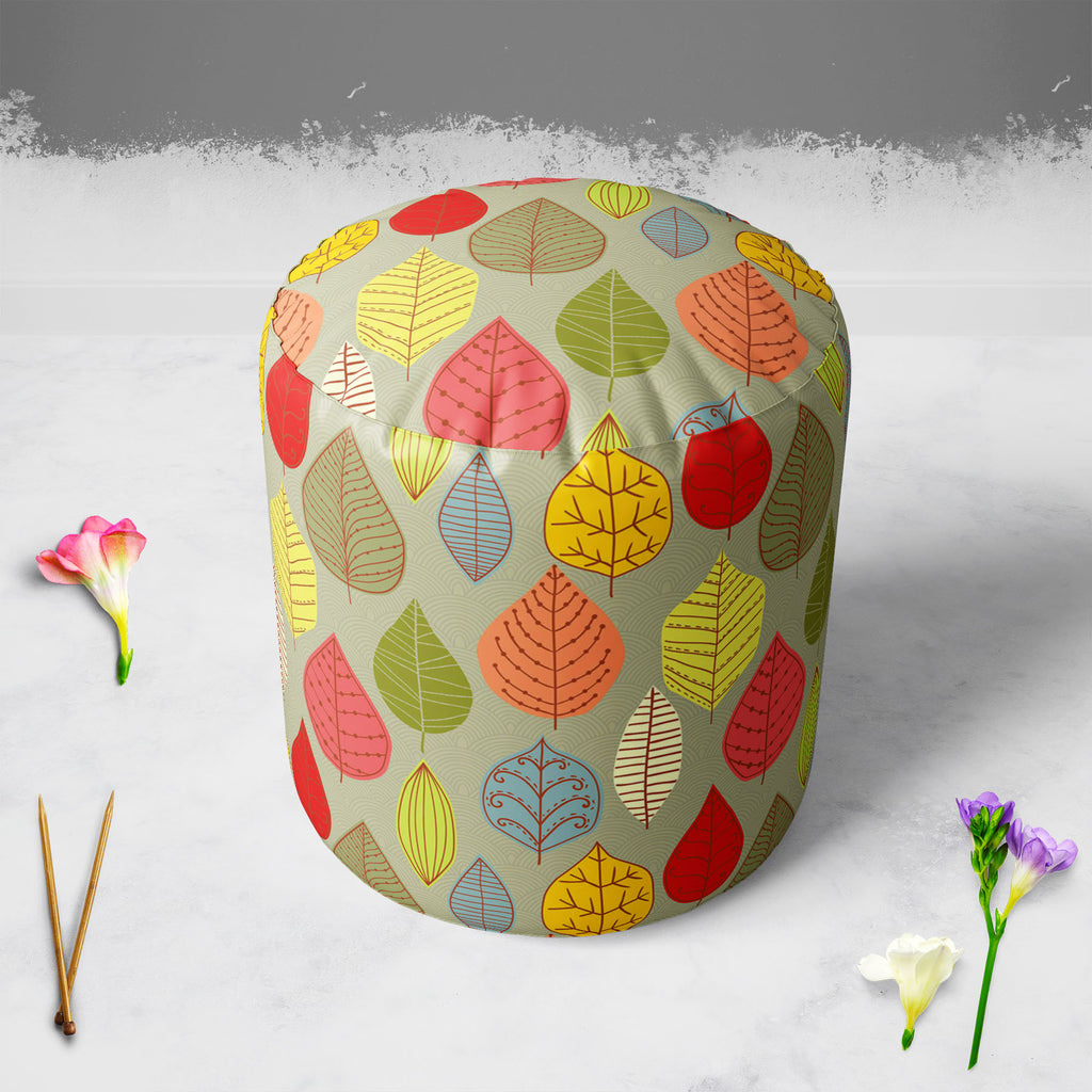 Leaf Art D4 Footstool Footrest Puffy Pouffe Ottoman Bean Bag | Canvas Fabric-Footstools-FST_CB_BN-IC 5007413 IC 5007413, Abstract Expressionism, Abstracts, Ancient, Art and Paintings, Black and White, Decorative, Digital, Digital Art, Drawing, Fashion, Graphic, Historical, Illustrations, Medieval, Modern Art, Nature, Paintings, Patterns, Retro, Scenic, Seasons, Semi Abstract, Signs, Signs and Symbols, Vintage, White, leaf, art, d4, footstool, footrest, puffy, pouffe, ottoman, bean, bag, canvas, fabric, abst